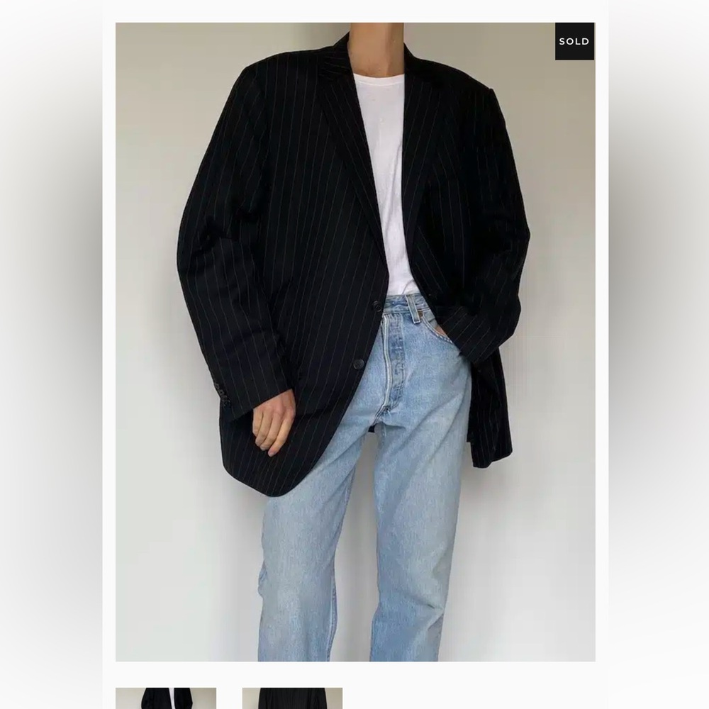 Stylish Black Pinstripe Blazer, oversized fit from Shopvintagecollection